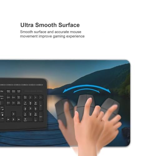 Gaming Mauspad XXL See, Großes Mousepad 1000 x 500 x 3 mm, Mouse Pad Groß, Schreibtischunterlage Sonnenuntergang Wasserdicht, Genähte Kanten Mauspads, rutschfeste Gummibasis Maus Pad -MP1111 Bild 6