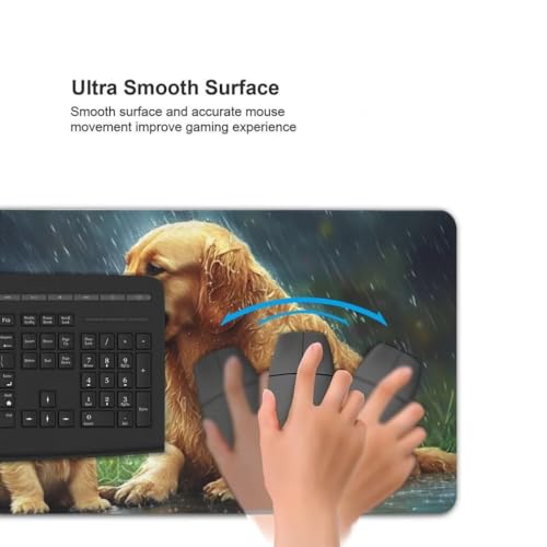 Mauspad XXL 1200x600mm, Hunde Im Regen Mousepad XXL Mauspad Gaming Tiere Mouse Pad mit Genähten Kanten, Rutschfest Schreibtisch Unterlage Groß Desk Mat für Tastatur und Maus PC Zubehör -MP1124 Bild 5