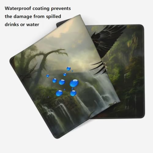 Gaming Mauspad XXL Adler, Großes Mousepad 900 x 400 x 3 mm, Mouse Pad Groß, Schreibtischunterlage Wasserfall Wald Wasserdicht, Genähte Kanten Mauspads, rutschfeste Gummibasis Maus Pad -MP1131 Bild 5