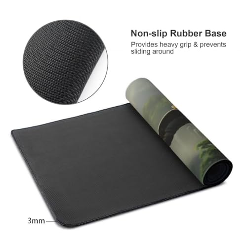 Gaming Mauspad XXL Adler, Großes Mousepad 900 x 400 x 3 mm, Mouse Pad Groß, Schreibtischunterlage Wasserfall Wald Wasserdicht, Genähte Kanten Mauspads, rutschfeste Gummibasis Maus Pad -MP1131 Bild 7