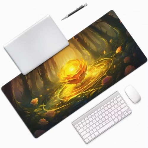 Mauspad XXL 1200x600mm, Goldene Rose Mousepad XXL Mauspad Gaming Wald Mouse Pad mit Genähten Kanten, Rutschfest und Wasserabweisend Schreibtisch Unterlage Groß Desk Mat für Tastatur und Maus -MP1112 Bild 3