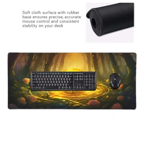 Mauspad XXL 1200x600mm, Goldene Rose Mousepad XXL Mauspad Gaming Wald Mouse Pad mit Genähten Kanten, Rutschfest und Wasserabweisend Schreibtisch Unterlage Groß Desk Mat für Tastatur und Maus -MP1112 Bild 4