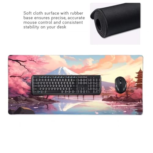 Mauspad XXL 1200x600mm, Japanische Kirschblüte Mousepad XXL Mauspad Gaming Berg Fuji Mouse Pad mit Genähten Kanten, Rutschfest Schreibtisch Unterlage Groß Desk Mat für Tastatur und Maus -MP1130 Bild 4