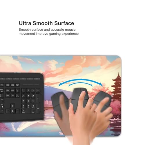 Mauspad XXL 1200x600mm, Japanische Kirschblüte Mousepad XXL Mauspad Gaming Berg Fuji Mouse Pad mit Genähten Kanten, Rutschfest Schreibtisch Unterlage Groß Desk Mat für Tastatur und Maus -MP1130 Bild 6