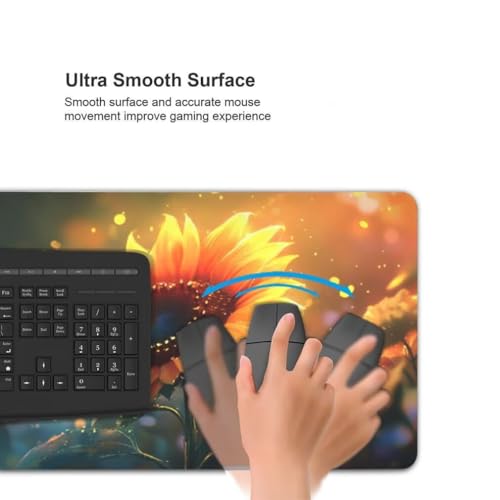 Gaming Mauspad XXL Sonnenblumen, Großes Mousepad 1000 x 500 x 3 mm, Mouse Pad Groß, Schreibtischunterlage Blumen Wasserdicht, Genähte Kanten Mauspads, rutschfeste Gummibasis Maus Pad -MP1099 Bild 4