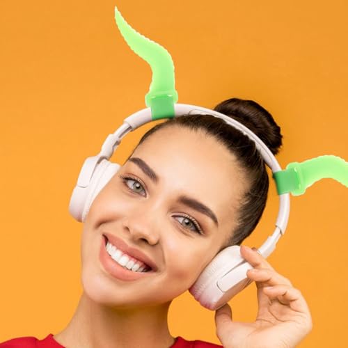 DOITOOL 2 Stück Grüne Silikon Kopfhörerhörner als Lustiges und Einzigartiges Headset Zubehör für Cosplay und Rollenspiel Partys Tragbar und Dekorativ für Gaming Headsets Bild 7