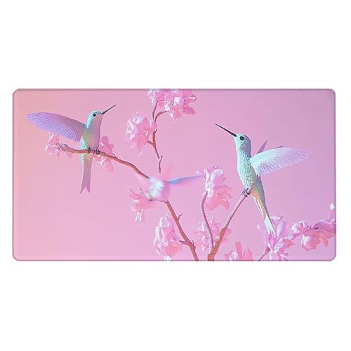 Gaming Mauspad, 100x200cmx3mm GroßEs Mousepad,wasserdichte Gewebe, Rutschfester Gummiunterseite, BüRobedarf, Verbesserte PräZision Und Geschwindigkeit, Vogel Blumen JX2B-365 Bild 2