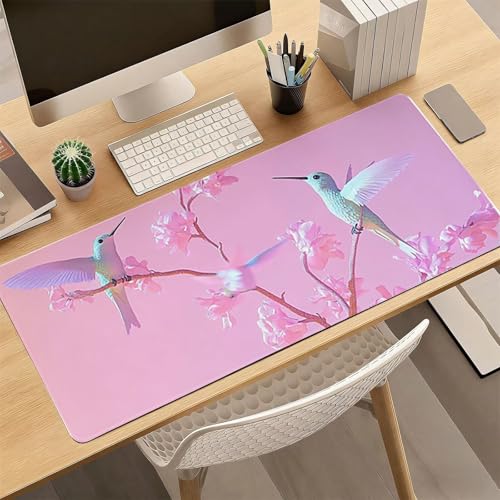 Gaming Mauspad, 100x200cmx3mm GroßEs Mousepad,wasserdichte Gewebe, Rutschfester Gummiunterseite, BüRobedarf, Verbesserte PräZision Und Geschwindigkeit, Vogel Blumen JX2B-365 Bild 4