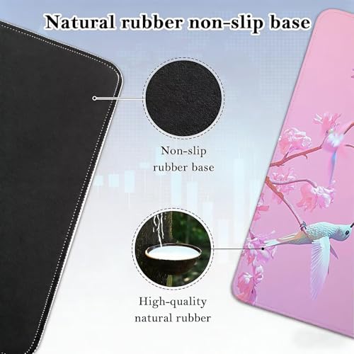 Gaming Mauspad, 100x200cmx3mm GroßEs Mousepad,wasserdichte Gewebe, Rutschfester Gummiunterseite, BüRobedarf, Verbesserte PräZision Und Geschwindigkeit, Vogel Blumen JX2B-365 Bild 5