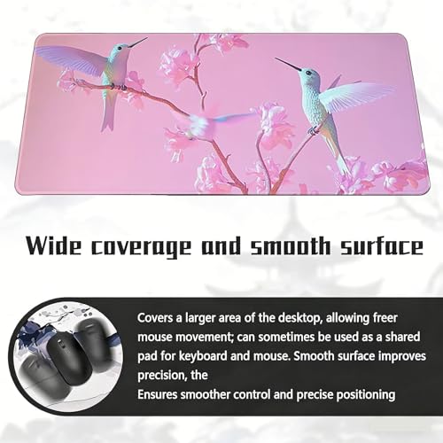 Gaming Mauspad, 100x200cmx3mm GroßEs Mousepad,wasserdichte Gewebe, Rutschfester Gummiunterseite, BüRobedarf, Verbesserte PräZision Und Geschwindigkeit, Vogel Blumen JX2B-365 Bild 6