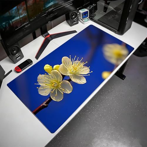 Gaming Mauspad, 100x200cmx3mm GroßEs Mousepad,wasserdichte Gewebe, Rutschfester Gummiunterseite, BüRobedarf, Verbesserte PräZision Und Geschwindigkeit, Gelbe Blumen JX2B-347 Bild 3