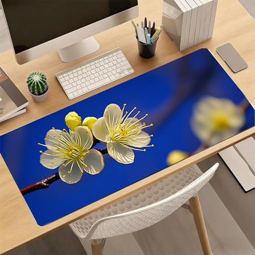 Gaming Mauspad, 100x200cmx3mm GroßEs Mousepad,wasserdichte Gewebe, Rutschfester Gummiunterseite, BüRobedarf, Verbesserte PräZision Und Geschwindigkeit, Gelbe Blumen JX2B-347 Bild 4