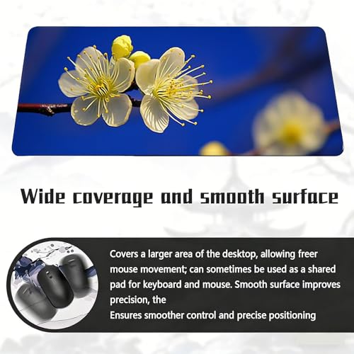 Gaming Mauspad, 100x200cmx3mm GroßEs Mousepad,wasserdichte Gewebe, Rutschfester Gummiunterseite, BüRobedarf, Verbesserte PräZision Und Geschwindigkeit, Gelbe Blumen JX2B-347 Bild 6