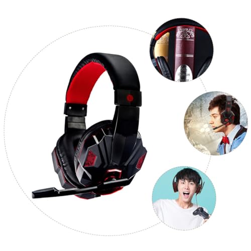 PRETYZOOM Gaming Headset mit USB und 3,5-MM Klinkenanschluss Geräuschunterdrückendes Mikrofon Rote ABS Ohrpolster 40mm Lautsprecher fürpc und Spielkonsole Bild 3