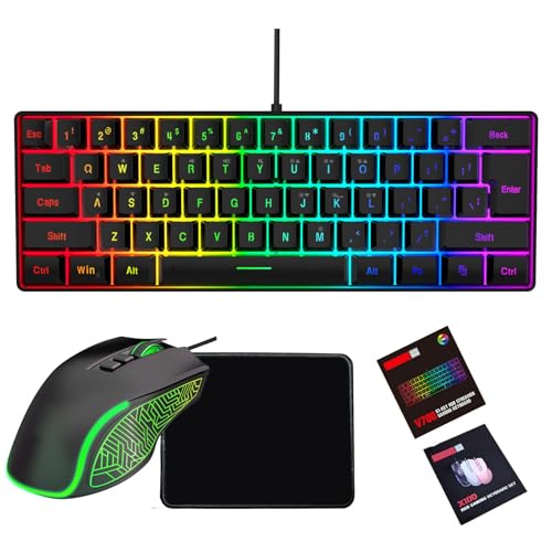 Annadue RGB-Gaming-Tastatur und -Maus-Kombination, Ergonomisches Design mit Anpassbarer Hintergrundbeleuchtung, Mechanische Schalter, Hochpräziser Optischer Sensor, Großes Mauspad, (schwarzes Set) Bild 1