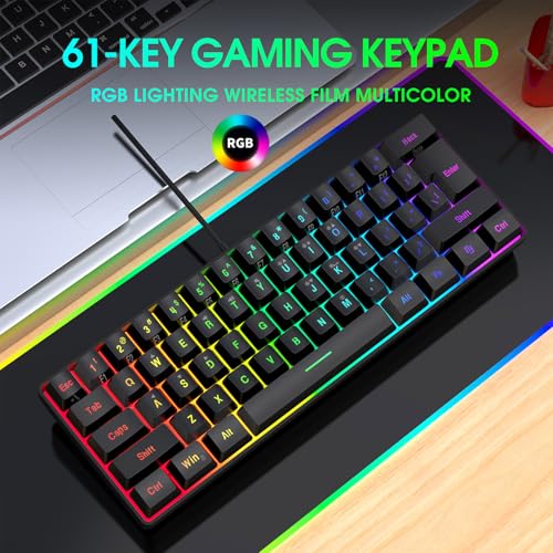 Annadue RGB-Gaming-Tastatur und -Maus-Kombination, Ergonomisches Design mit Anpassbarer Hintergrundbeleuchtung, Mechanische Schalter, Hochpräziser Optischer Sensor, Großes Mauspad, (schwarzes Set) Bild 3