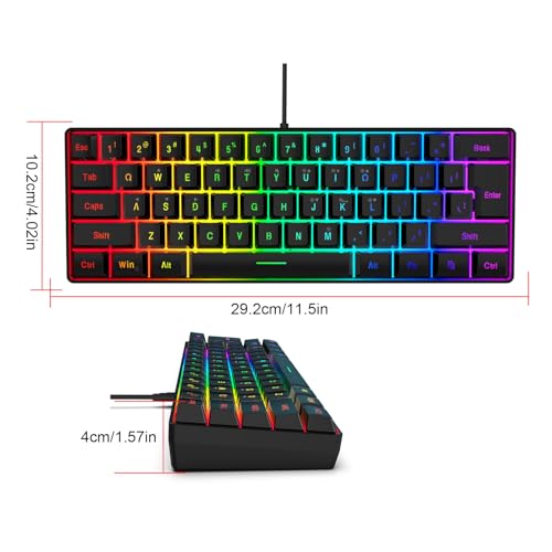 Annadue RGB-Gaming-Tastatur und -Maus-Kombination, Ergonomisches Design mit Anpassbarer Hintergrundbeleuchtung, Mechanische Schalter, Hochpräziser Optischer Sensor, Großes Mauspad, (schwarzes Set) Bild 7