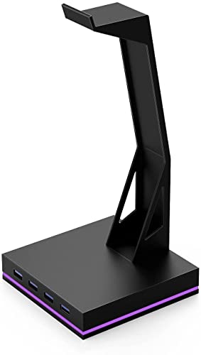 Kopfhörerständer, Kopfhörer-Aufhänger, Headset-Ständer, Kopfhörerständer mit 4 USB 2.0-Anschlüssen, RGB-Kopfhörerhalter for Gamer-Gaming-PC-Zubehör Bild 1