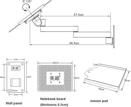 Laptop-Ständer, verstellbare und faltbare Wandhalterung mit Mausablage, platzsparender multifunktionaler Notebook-Ständer für Home Office, Gaming & Workstation Bild 4