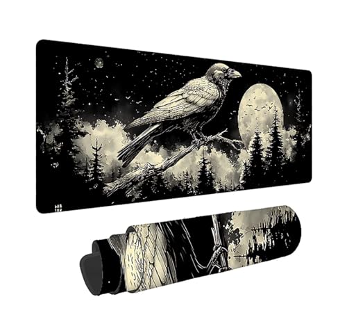 Gaming Mauspad XXL 1600x800x3mm, Tiere Anti-Rutsch Mousepad XXL, Schwarz groß Schreibtischunterlage, Waschbares rutschfeste Gummibasis, Mauspad mit Nähten an Den Kanten für PC, Maus LJ-1292 Bild 1