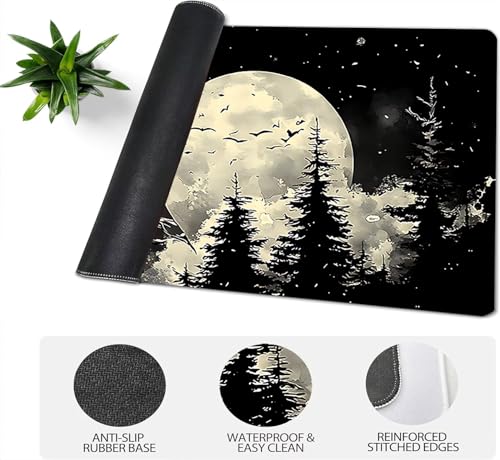Gaming Mauspad XXL 1600x800x3mm, Tiere Anti-Rutsch Mousepad XXL, Schwarz groß Schreibtischunterlage, Waschbares rutschfeste Gummibasis, Mauspad mit Nähten an Den Kanten für PC, Maus LJ-1292 Bild 4