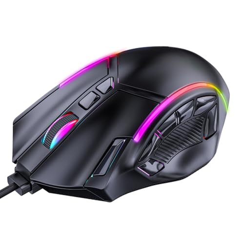Jectse Kabelgebundene Gaming-Maus, Ergonomisch mit RGB-Hintergrundbeleuchtung, 7-Tasten-Makroprogrammierung, USB-Kabel, für Computer und Laptops Bild 1