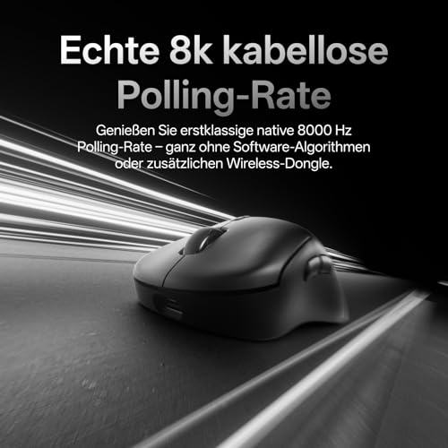 Rapoo VT3 Gen-2 Gaming Maus Kabellose mit Echte 8000Hz Abfragerate, 26K DPI, 53g Ultraleicht, 750 Std. Akku, Nordic nRF54L15 MCU, 100 Millionen mechanische Schalter, 10 programmierbare Tasten, Schwarz Bild 2