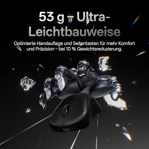 Rapoo VT3 Gen-2 Gaming Maus Kabellose mit Echte 8000Hz Abfragerate, 26K DPI, 53g Ultraleicht, 750 Std. Akku, Nordic nRF54L15 MCU, 100 Millionen mechanische Schalter, 10 programmierbare Tasten, Schwarz Bild 3