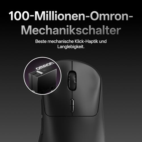 Rapoo VT3 Gen-2 Gaming Maus Kabellose mit Echte 8000Hz Abfragerate, 26K DPI, 53g Ultraleicht, 750 Std. Akku, Nordic nRF54L15 MCU, 100 Millionen mechanische Schalter, 10 programmierbare Tasten, Schwarz Bild 6