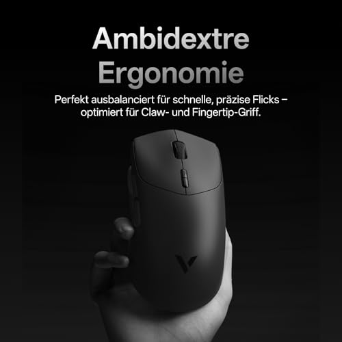 Rapoo VT7 Kabellose Gaming-Maus, Echte 8000Hz Abfragerate, 26K DPI Sensor, 53g Ultraleicht, 750 Std. Akku, Nordic nRF54L15 MCU, 100 Millionen Mechanische Schalter, 10 Programmierbare Tasten, Schwarz Bild 5