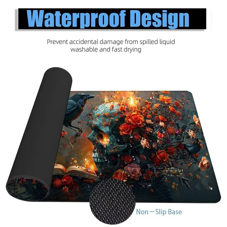 Schreibtischunterlage Schwarz Mauspad XXL 120x60cm Mousepad Vogel Gaming Mauspad mit Nicht rutschender Unterlage, Vernähte Kanten WassXerdicht Anti-Rutsch Maus Pad für PC, Office Geschenke F0-1142 Bild 4