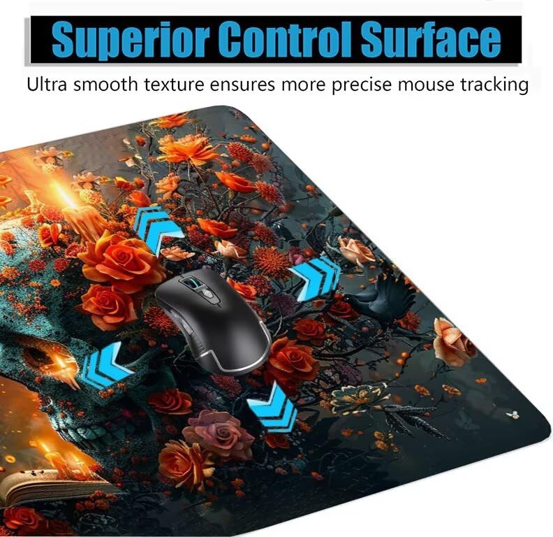 Schreibtischunterlage Schwarz Mauspad XXL 120x60cm Mousepad Vogel Gaming Mauspad mit Nicht rutschender Unterlage, Vernähte Kanten WassXerdicht Anti-Rutsch Maus Pad für PC, Office Geschenke F0-1142 Bild 5