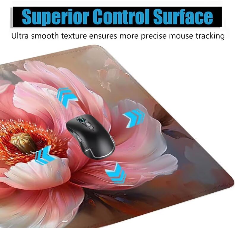 Schreibtischunterlage Rosa Mauspad XXL 150x80cm Mousepad Pfingstrose Gaming Mauspad mit Nicht rutschender Unterlage, Vernähte Kanten WassXerdicht Anti-Rutsch Maus Pad für PC, MacBook, Laptop F0-1160 Bild 5