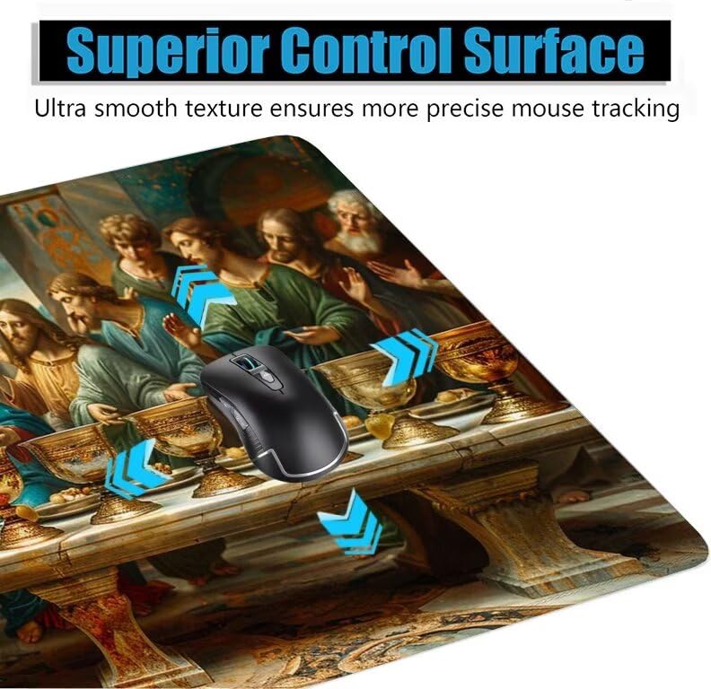 Schreibtischunterlage Mann Mauspad XXL 150x80cm Mousepad Das Letzte Abendmahl Gaming Mauspad mit Nicht rutschender Unterlage, Vernähte Kanten WassXerdicht Anti-Rutsch Maus Pad für PC, Office F0-1151 Bild 5