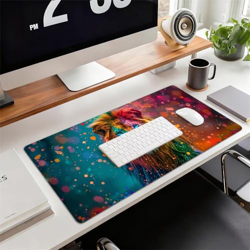 Gaming Mauspad XXL 600x300x3mm Farbe Mousepad, Große Speed rutschfeste Schreibtischunterlage Löwe Verbessert Präzision und Geschwindigkeit mit Stoßdämpfung für Tastatur und Maus Homeoffice xg-1004 Bild 2