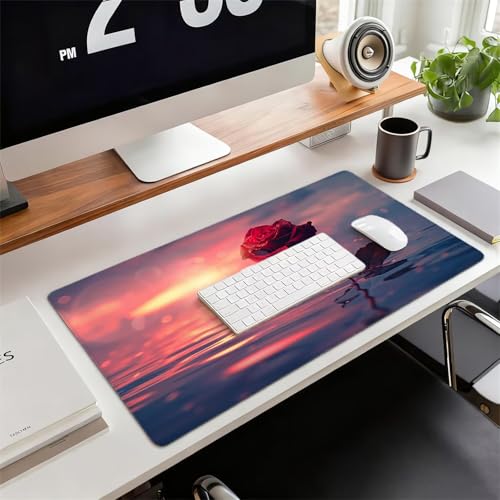 Gaming Mauspad XXL 1600x800x3mm Rosa Mousepad, Große Speed rutschfeste Schreibtischunterlage Rose Verbessert Präzision und Geschwindigkeit mit Stoßdämpfung für Tastatur und Maus Homeoffice xg-1001 Bild 2