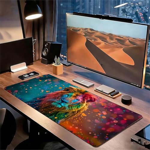Gaming Mauspad XXL 1200x600x3mm Farbe Mousepad, Große Speed rutschfeste Schreibtischunterlage Löwe Verbessert Präzision und Geschwindigkeit mit Stoßdämpfung für Tastatur und Maus Homeoffice xg-1004 Bild 3