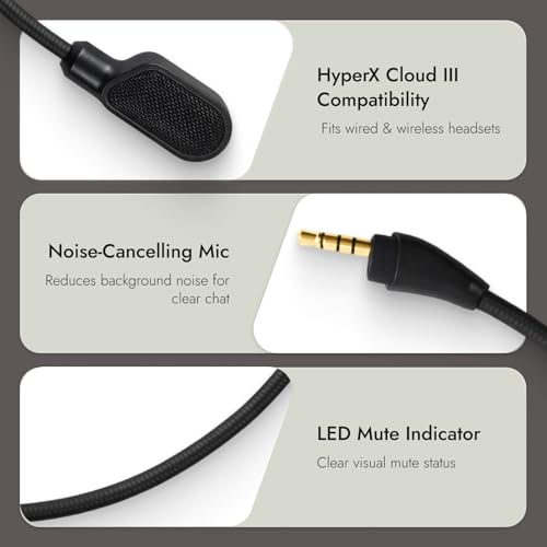 Ersatz-Mikrofon für Gaming-Headsets, abnehmbares Mikrofon mit Rauschunterdrückung, LED-Stummschaltung, kompatibel mit kabelgebundenen & kabellosen Headsets für klare Sprachübertragung beim Gaming Bild 3