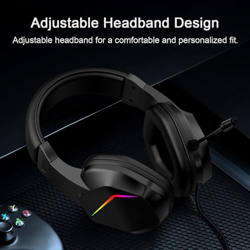 SENECESLI USB-Gaming-Headset, Kabelgebundene Over-Ear-Kopfhörer mit Geräuschunterdrückendem Mikrofon, 40-mm-Treibern, Memory-Schaum-Ohrpolstern, LED-Leuchten für PC-Laptop-Spielekonsole (Zählt es?) Bild 6