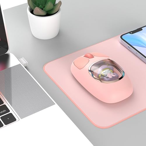 Fabater Süße Puppe Kabellose Maus Bluetooth, 2,4 G BT3.0 BT5.0 Kawaii-Maus für Mädchen, Wiederaufladbare Gaming- mit RGB-Hintergrundbeleuchtung für PC-Spiele, Laptops, Desktops (PINK) Bild 5