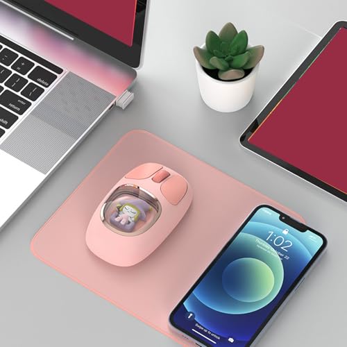Fabater Süße Puppe Kabellose Maus Bluetooth, 2,4 G BT3.0 BT5.0 Kawaii-Maus für Mädchen, Wiederaufladbare Gaming- mit RGB-Hintergrundbeleuchtung für PC-Spiele, Laptops, Desktops (PINK) Bild 6