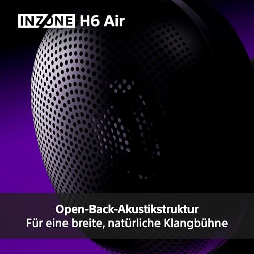 Sony INZONE H6 Air – kabelgebundenes Open-Back-Gaming-Headset – 360 Spatial Sound für Gaming, ultraleichtes 199 g-Design, abnehmbares Bügelmikrofon, Einstellbarer EQ via INZONE Hub – PC/PS5, Schwarz Bild 3