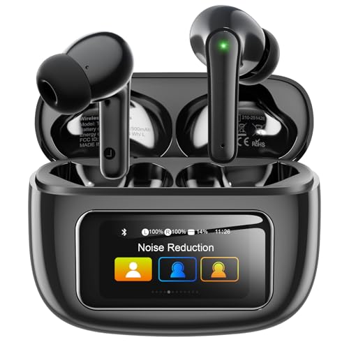 Kopfhörer Kabellos Bluetooth 5.4, In Ear Kopfhörer Bluetooth mit Touchscreen & 5 EQ Modi, Bluetooth Kopfhörer ANC/ENC Noise Cancelling, 8H Spielzeit, IPX7 Wasserdicht Sport & Gaming Kopfhörer-Schwarz Bild 1