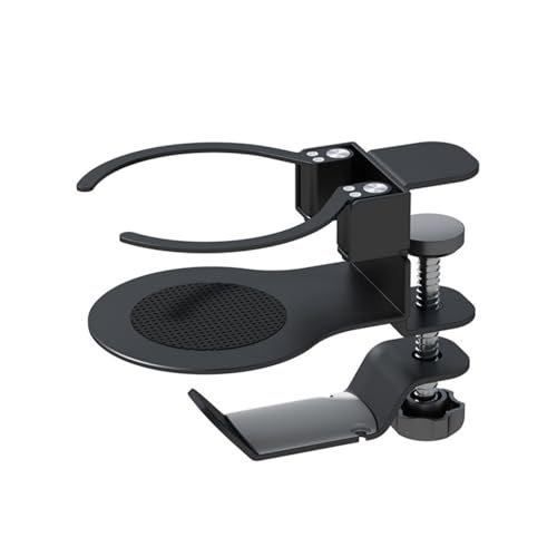 Verstellbarer 2-in-1-Becherhalter mit 360° drehbarem Headset Aufhängerhaken für Büro Gaming Schreibtische, 5 kg Hakenlast, verstellbarer Headset unter dem Schreibtisch Bild 5