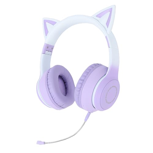 Bluetooth 5.3-Gaming-Headset, Kabellose Kopfhörer, LED-Lichteffekt-Headset mit 7 Farben, 4 Modi, 40-mm-Lautsprecher und Abnehmbarem Mikrofon, Ideal für Teenager, Erwachsene und PC (Purple) Bild 3