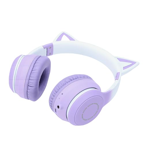 Bluetooth 5.3-Gaming-Headset, Kabellose Kopfhörer, LED-Lichteffekt-Headset mit 7 Farben, 4 Modi, 40-mm-Lautsprecher und Abnehmbarem Mikrofon, Ideal für Teenager, Erwachsene und PC (Purple) Bild 5