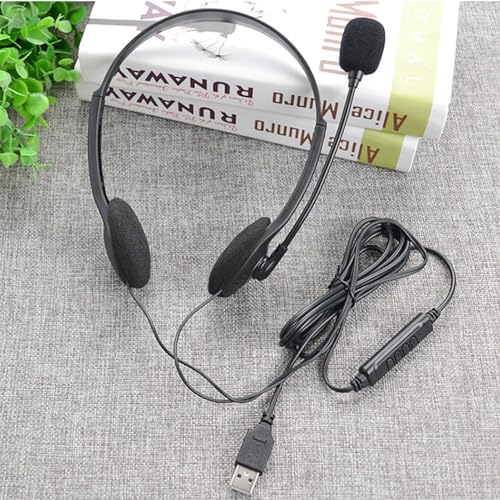 Générique Kabelgebundene Kopfhörer – 40 mm Treiber 1,8 m Kabel | USB Kopfhörer mit Mikrofon verstellbar komfortabel rund um die Ohren für Laptop Tablet Anruf Haus Reise Studio Bild 6