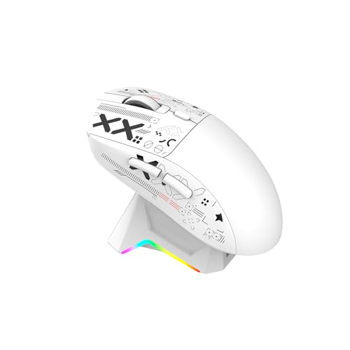Annadue Kabellose Gaming-Maus, Tripe-Mode 2,4 G/kabelgebunden/Bluetooth-Maus, 12000 DPI, RGB-Hintergrundbeleuchtung, 7 Programmierbare Tasten, Magnetische Ladestation, für PC-Lapt (White) Bild 1