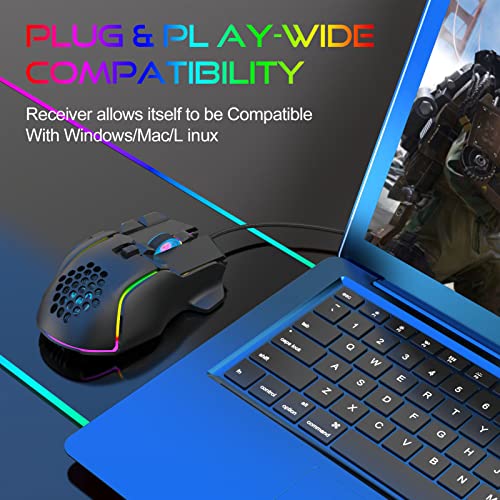 RGB-Gaming-Maus, Kabelgebundene Maus mit 12800 DPI, Programmierbare Tasten, Gaming-Gerät mit 13 RGB-Hintergrundbeleuchtungsmodi, Ideal für 10, 8, 7, Vista und Bild 4