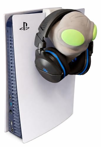 Generisch Alien Gaming Headset Halter für PlayStation 5 - Glow in the Dark Augen - PS5 Kopfhörerhalter zum Einhängen - Gamer Setup Deko - Headphone Stand Konsole Bild 2